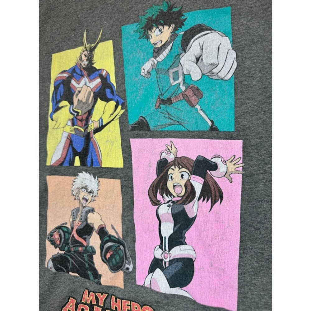 My Hero Academia Graphic T Shirt Gray Anime Deku All Might Bakugo XL 14-16 - Picture 2 of 5